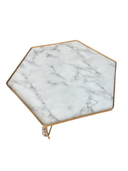 MESA CENTRO HEXAGONPINTURA DOURADA TEXTURA PED 04