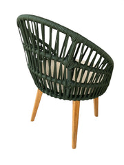 Conjunto Cadeira Monaco - Corda Náutica Verde (8un) - Tecido Bege