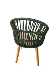 Conjunto Cadeira Monaco - Corda Náutica Verde (8un) - Tecido Bege