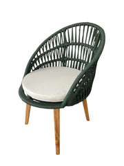 Conjunto Cadeira Monaco - Corda Náutica Verde (8un) - Tecido Bege