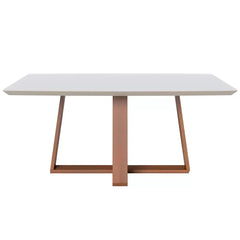 MESA WOOD 1.2 C/ VIDRO RETANGULAR OFF WHITE/NATURE