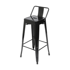 BANQUETA TITAN EM ACO PINTURA EPOXI PRETA COM ENCOSTO