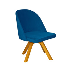 Cadeira Lily Veludo - Estrutura Madeira LARVIG Azul Navy