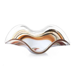 Centro de Mesa Onda de Cristal Murano - Branco e Preto