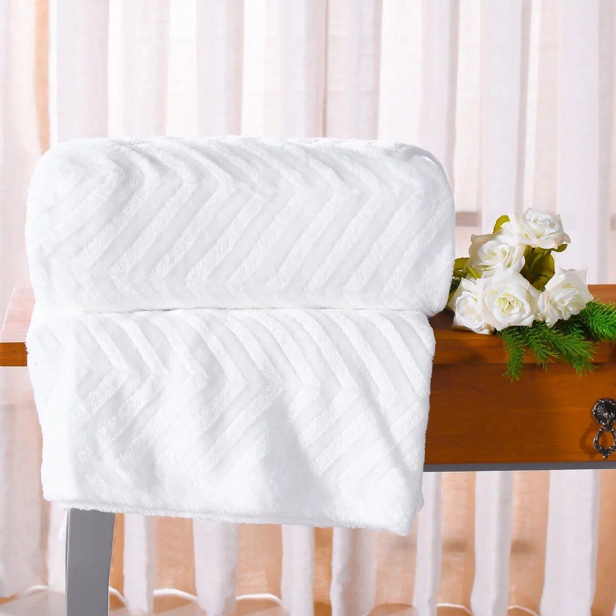 Cobertor Manta Flannel Brushed 2,40m x 2,60m King Tessi Branco