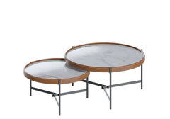 Conjunto Mesa Centro Aqua Mármore White/Grafite