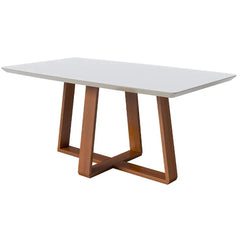 MESA WOOD 1.2 C/ VIDRO RETANGULAR OFF WHITE/NATURE