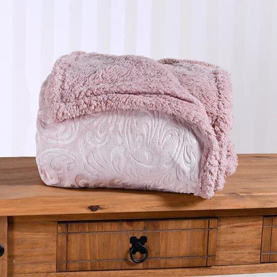 Manta Cobertor Sherpa Realce 2,20m x 2,40m Queen Tessi Nude