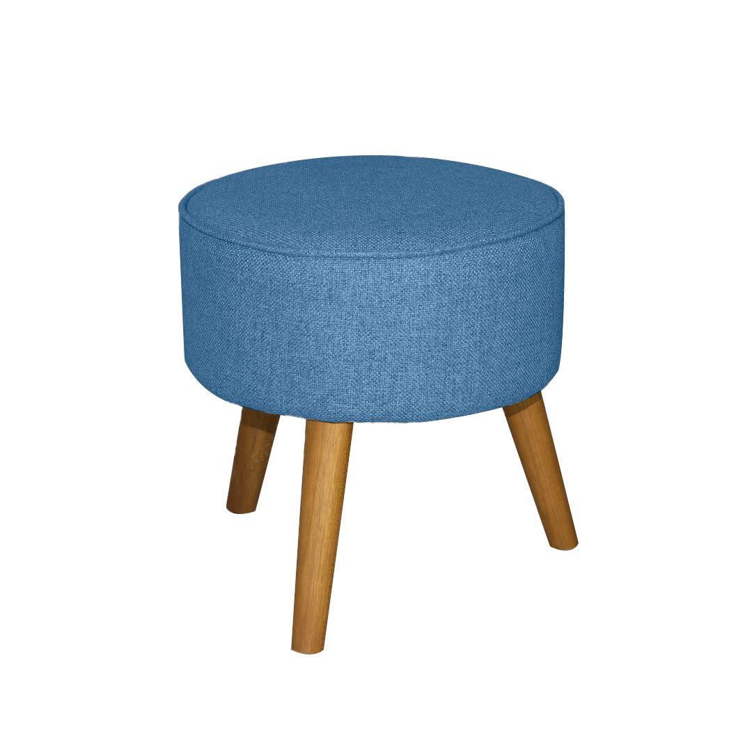 Puff Zara Linho - Pés de Madeira Larvig E BLUE