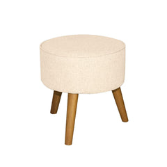 Puff Zara Linho - Pés de Madeira Larvig E MARROM