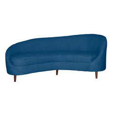 Sofá Curvo Clover 2,05M Linho - Base Madeira Larvig E Blue