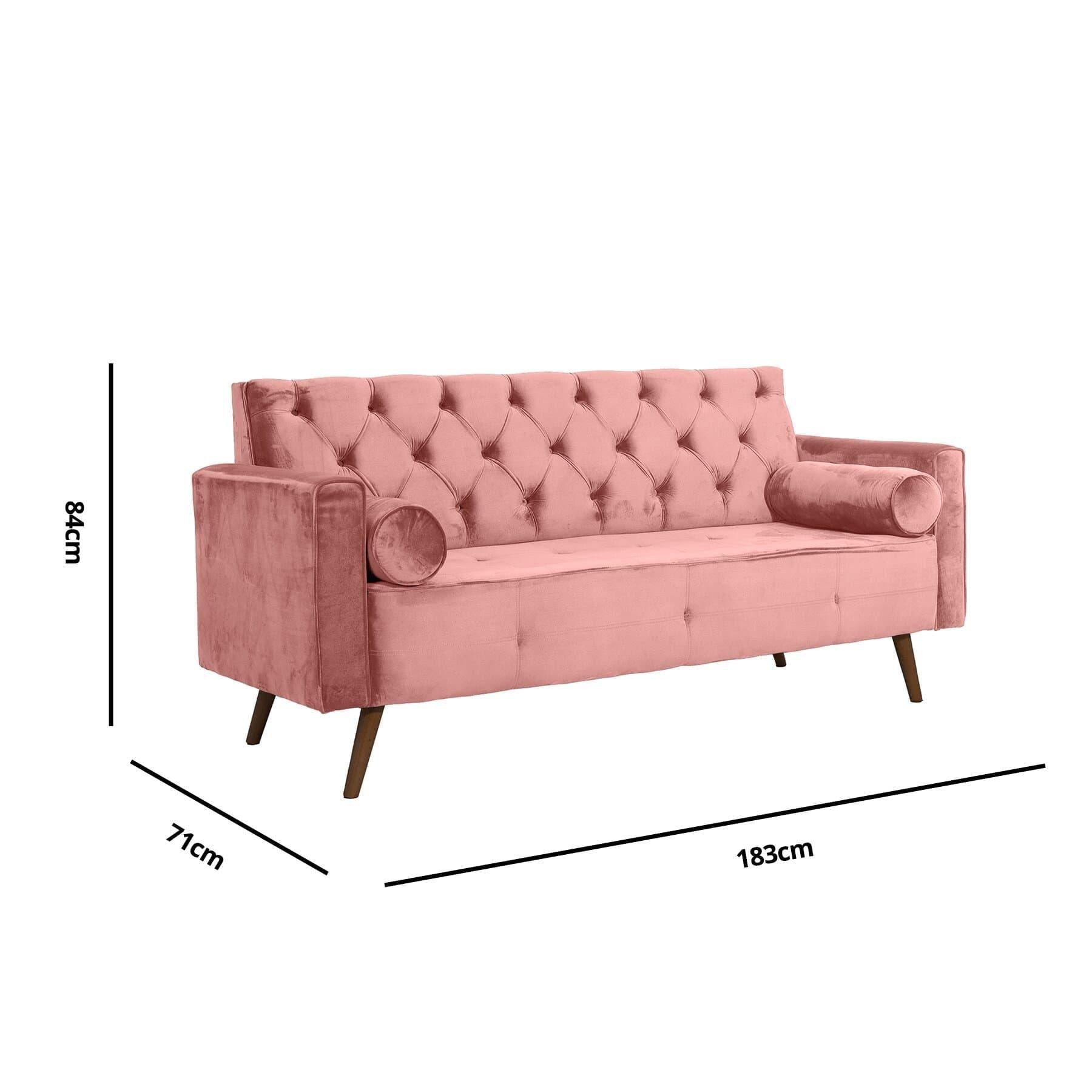 Sofá Fixo Kalanchoe 1,83M Veludo- Base Madeira Larvig E