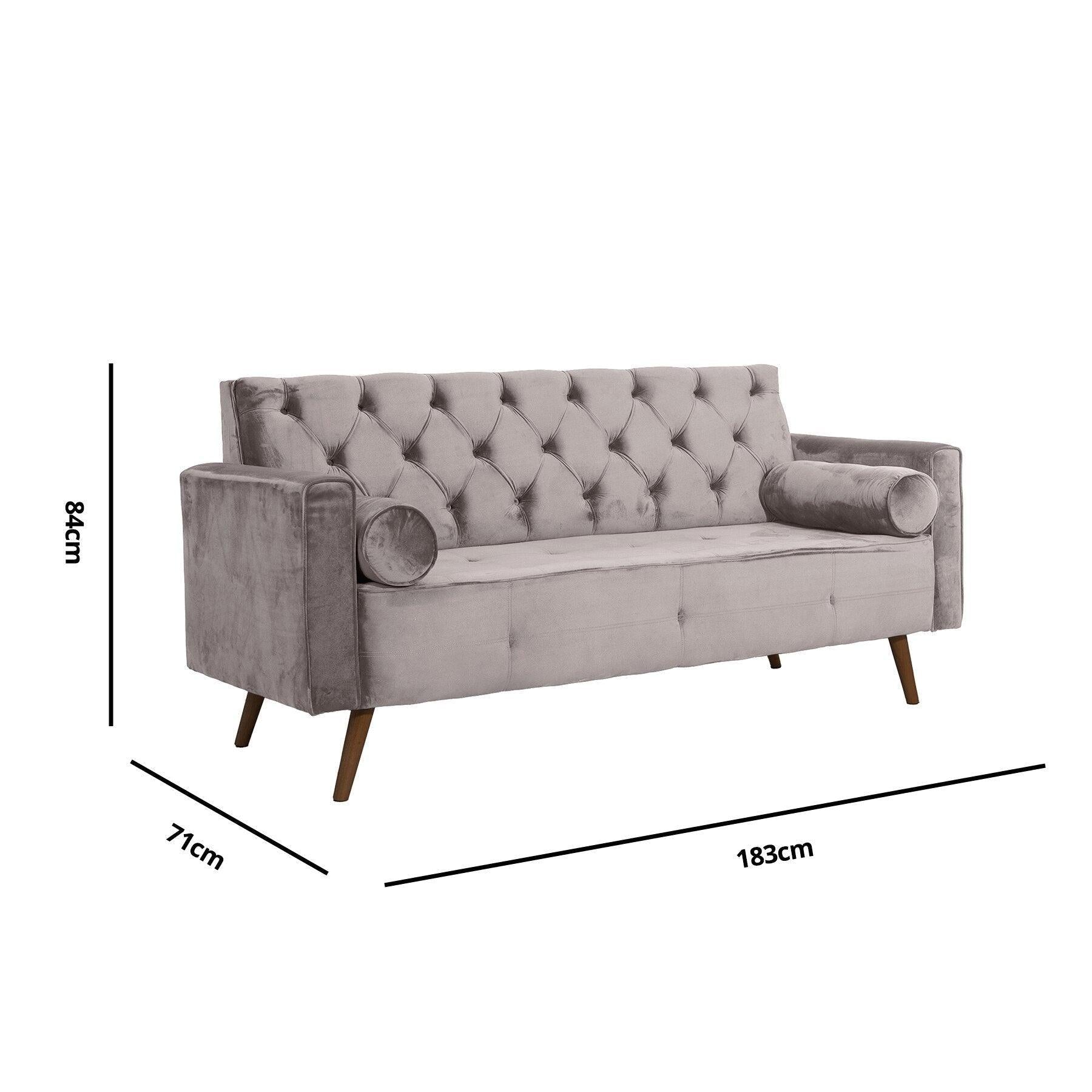 Sofá Fixo Kalanchoe 1,83M Veludo- Base Madeira Larvig E