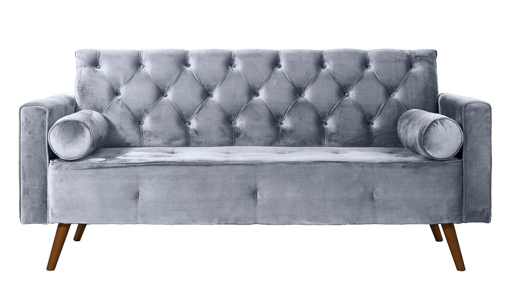 Sofá Fixo Kalanchoe 1,83M Veludo- Base Madeira Larvig E