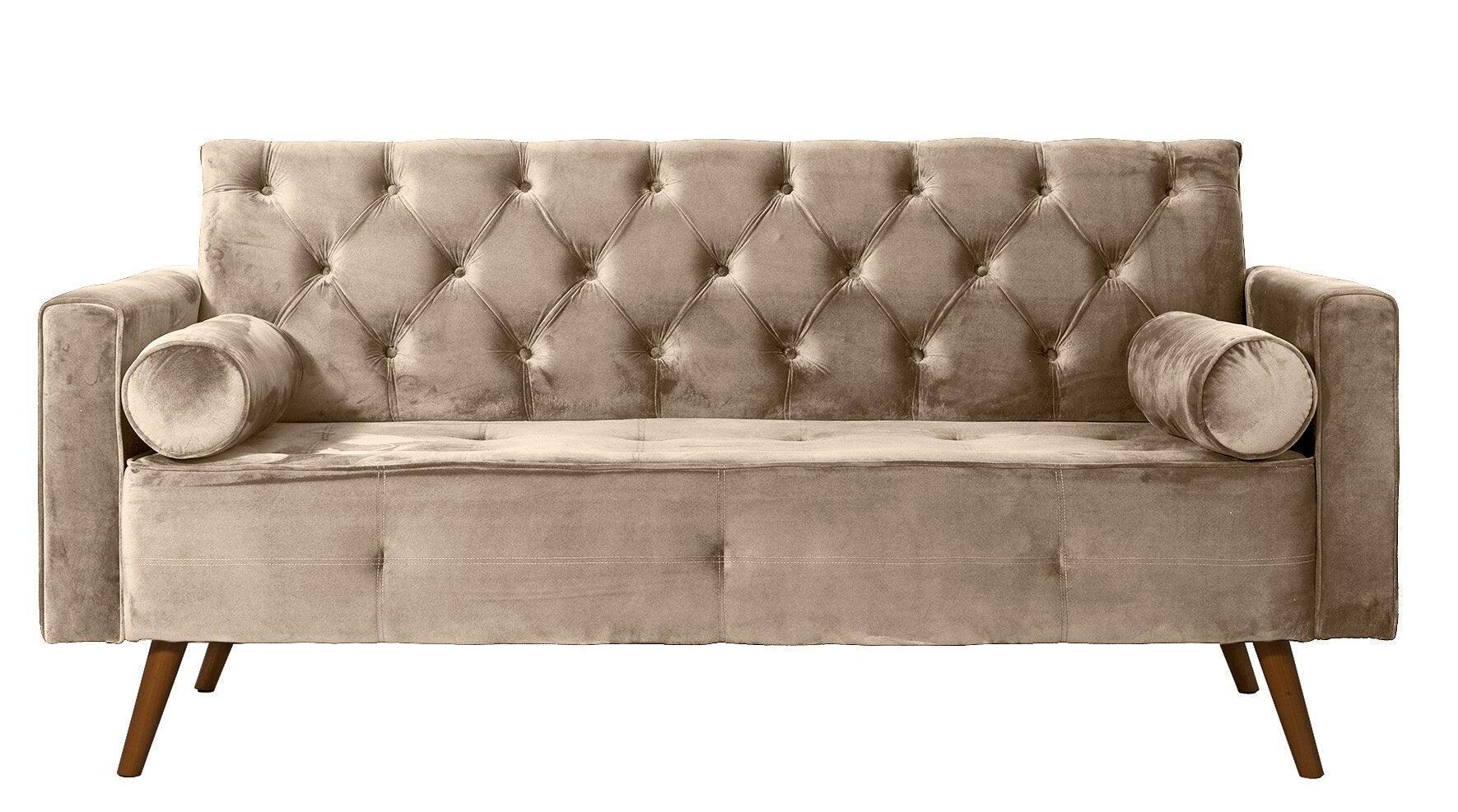 Sofá Fixo Kalanchoe 1,83M Veludo- Base Madeira Larvig E