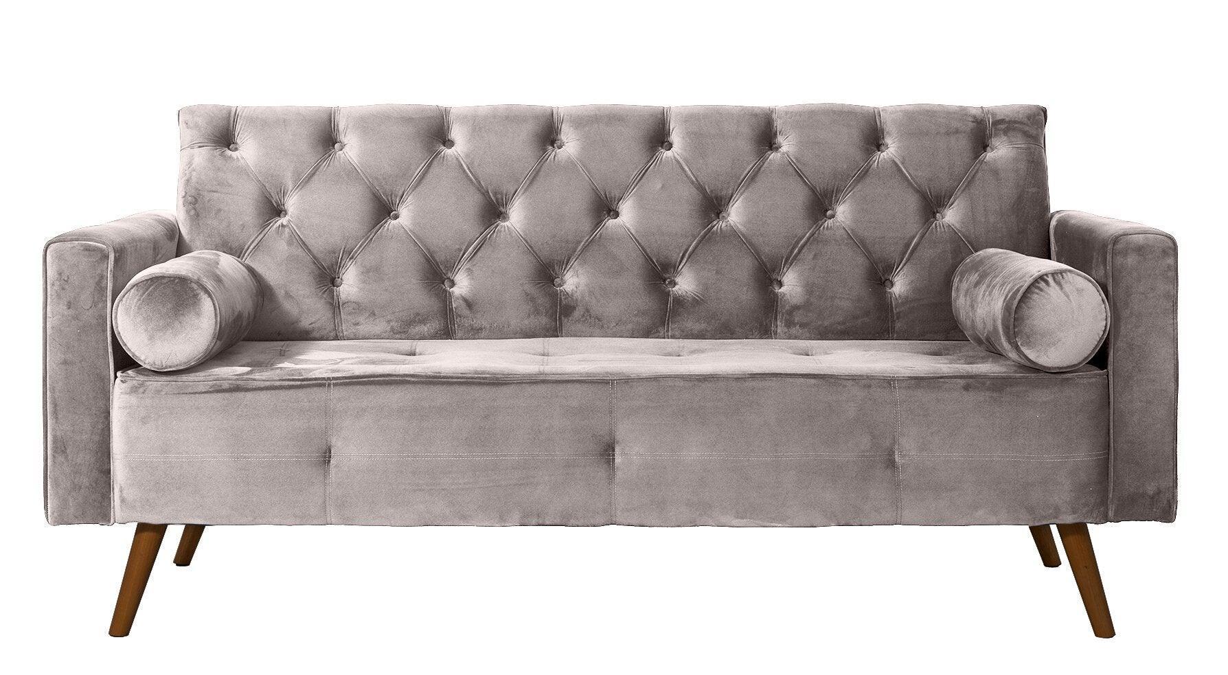 Sofá Fixo Kalanchoe 1,83M Veludo- Base Madeira Larvig E