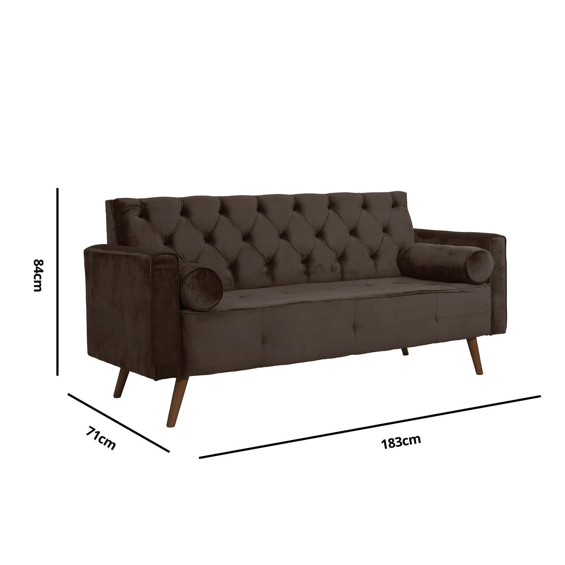 Sofá Fixo Kalanchoe 1,83M Veludo- Base Madeira Larvig E