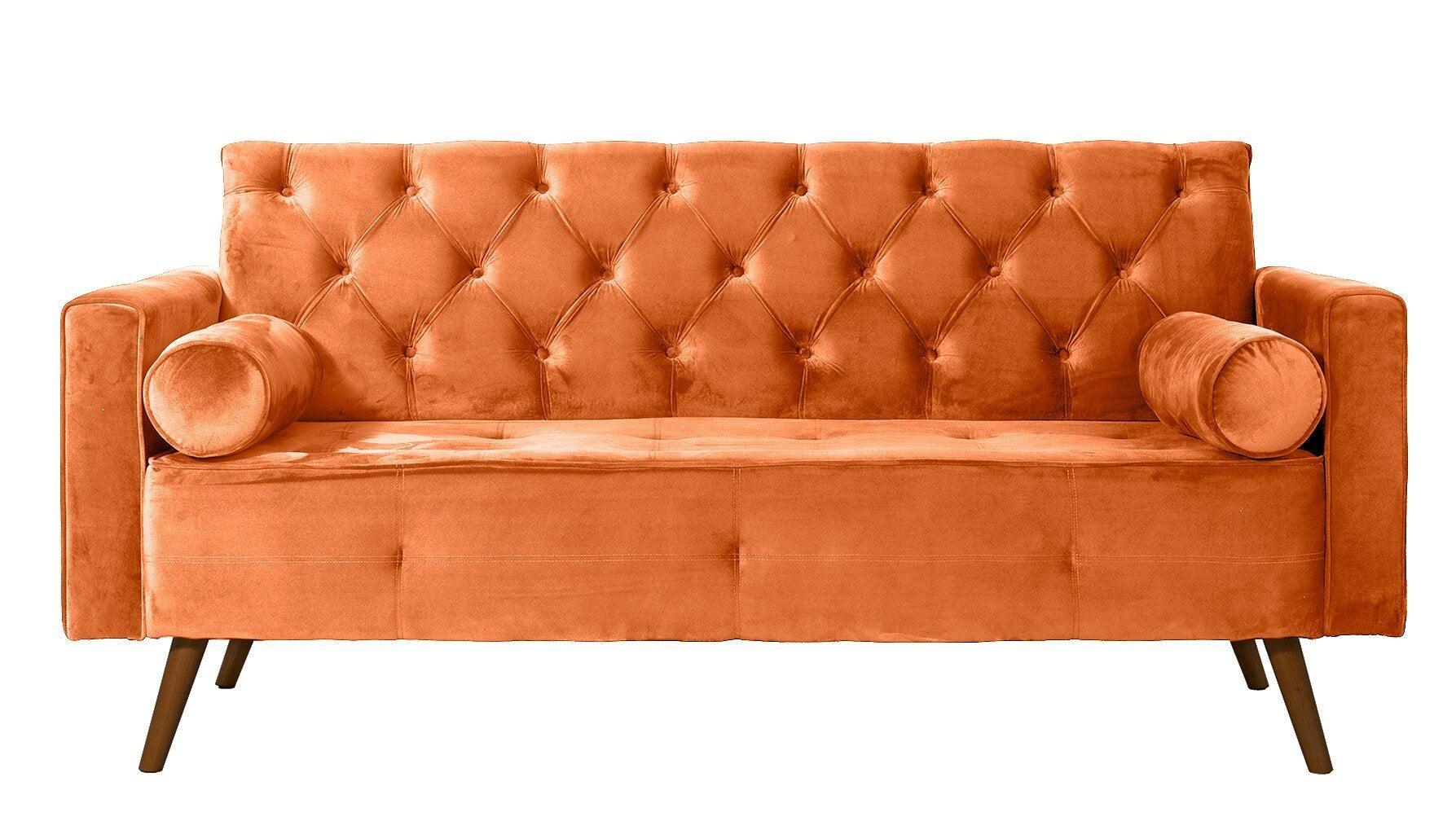 Sofá Fixo Kalanchoe 1,83M Veludo- Base Madeira Larvig E