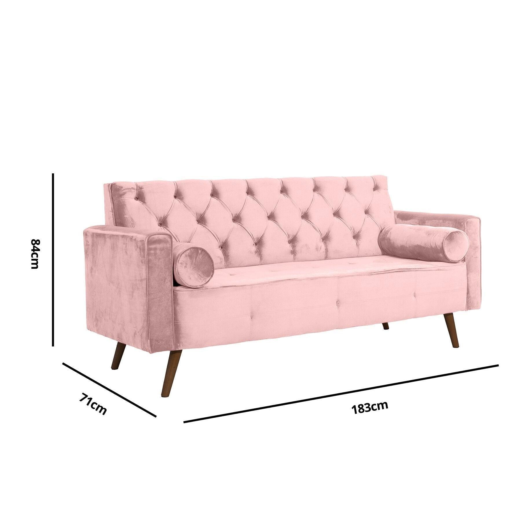 Sofá Fixo Kalanchoe 1,83M Veludo- Base Madeira Larvig E
