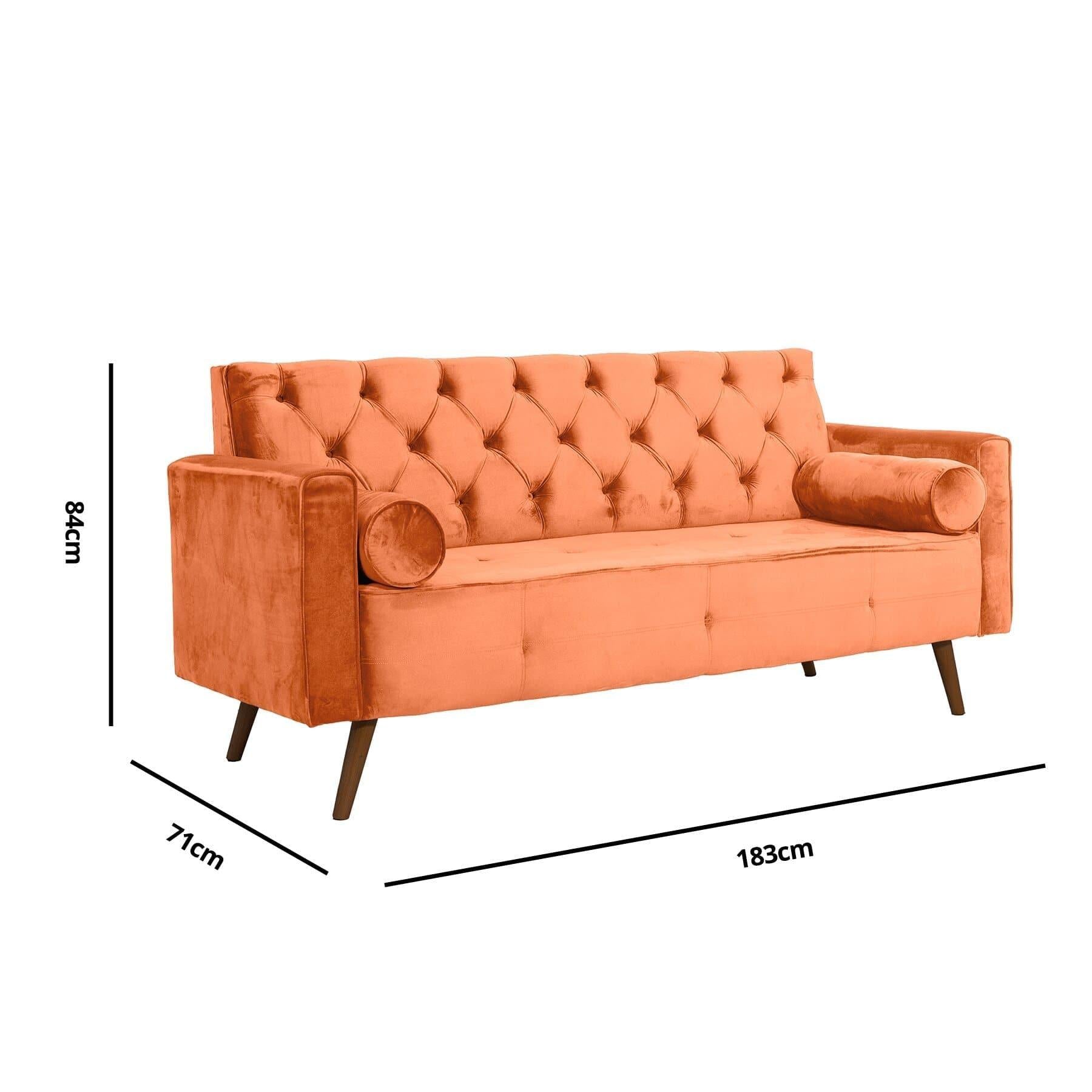 Sofá Fixo Kalanchoe 1,83M Veludo- Base Madeira Larvig E