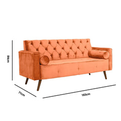 Sofá Fixo Kalanchoe 1,83M Veludo- Base Madeira Larvig E