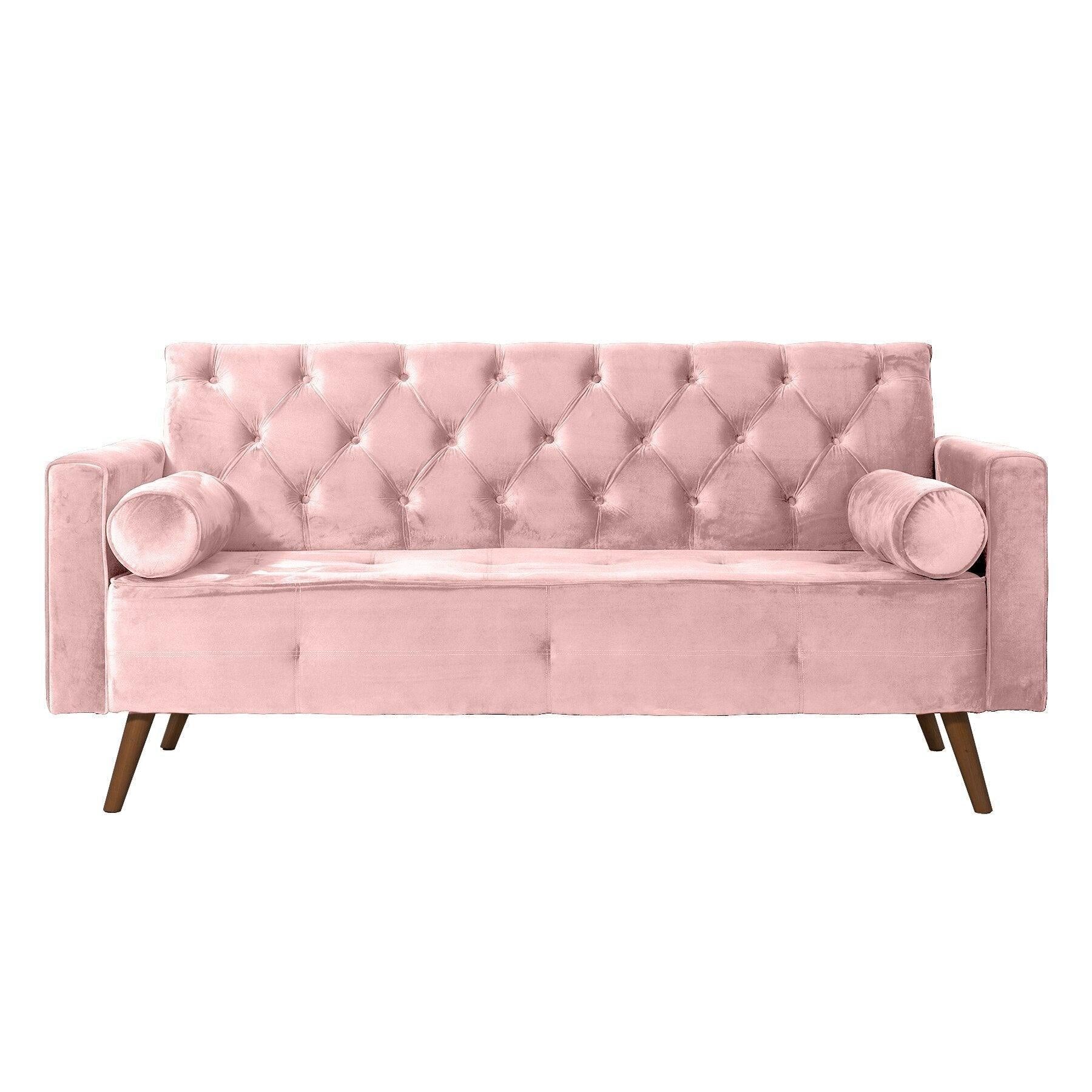 Sofá Fixo Kalanchoe 1,83M Veludo- Base Madeira Larvig E