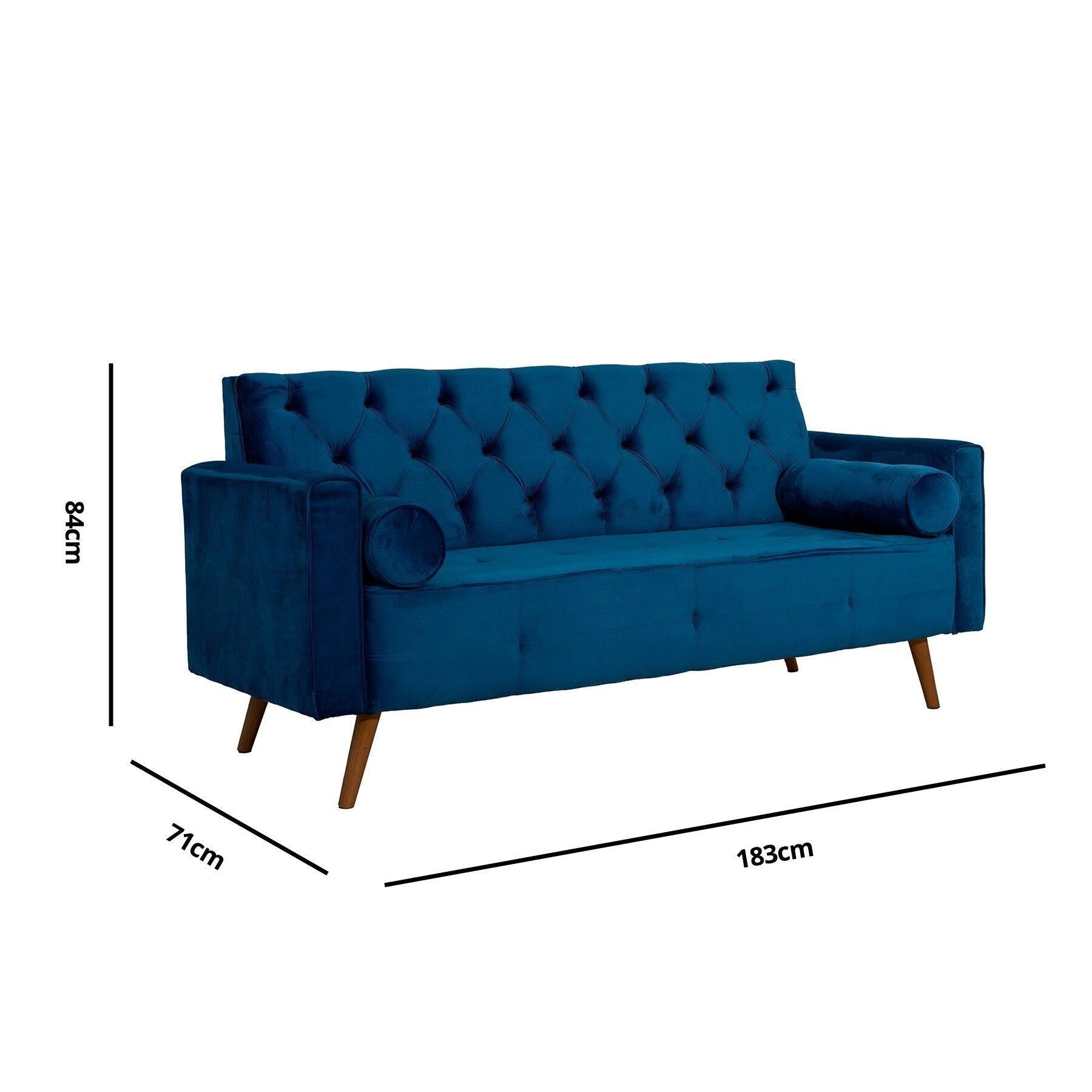 Sofá Fixo Kalanchoe 1,83M Veludo- Base Madeira Larvig E