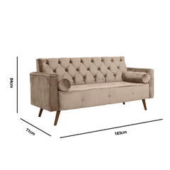 Sofá Fixo Kalanchoe 1,83M Veludo- Base Madeira Larvig E