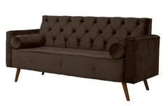 Sofá Fixo Kalanchoe 1,83M Veludo- Base Madeira Larvig E Marrom