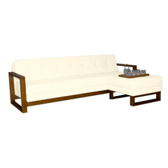 Sofá Fixo Zamia 2,46M Factor - Base Madeira Larvig E Bege