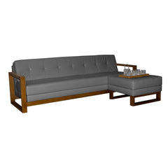 Sofá Fixo Zamia 2,46M Factor - Base Madeira Larvig E Cinza