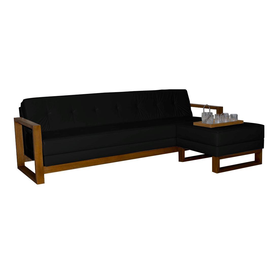 Sofá Fixo Zamia 2,46M Factor - Base Madeira Larvig E Preto