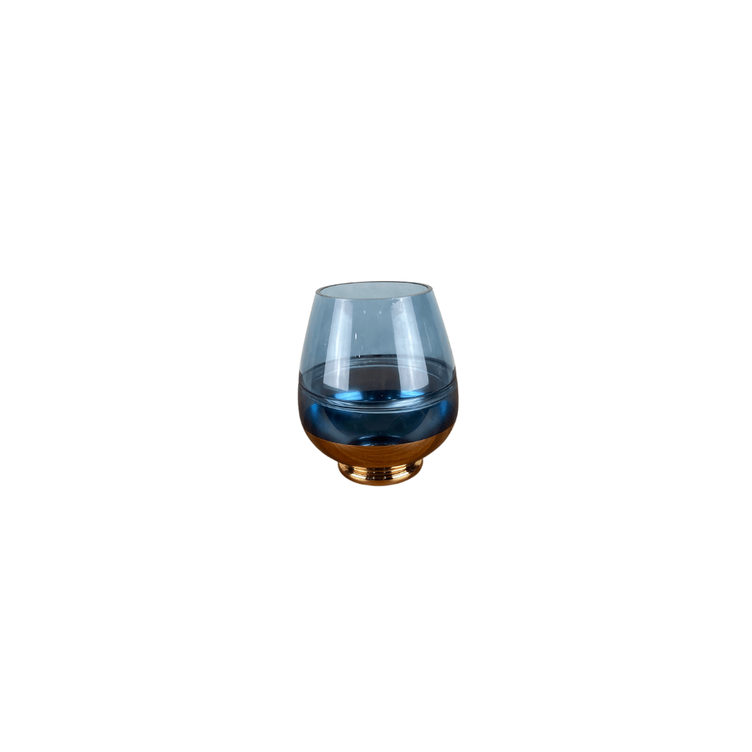 Vaso B Larga em Cristal Ambar com Azul - LARVIG