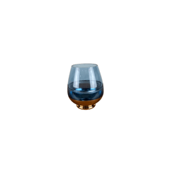 Vaso B Larga em Cristal Ambar com Azul - LARVIG