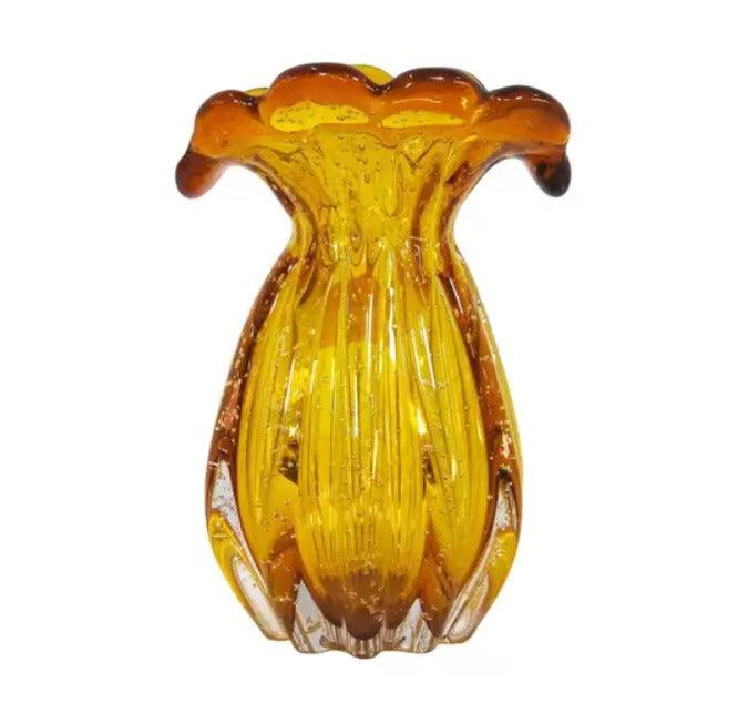 Vaso Frufru em Cristal Murano Ambar - Mini - LARVIG