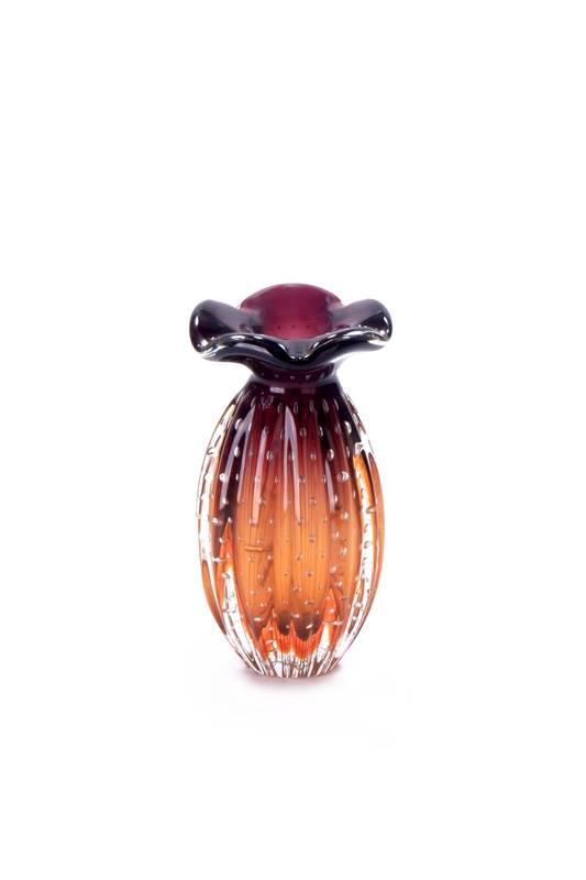 Vaso Frufru em Cristal Murano Lilás com Ambar - Mini - LARVIG