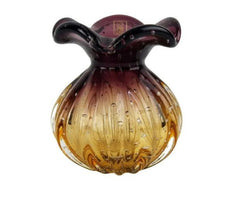 Vaso Trouxinha Em Cristal Murano Lilás com Ambar - Mini - LARVIG