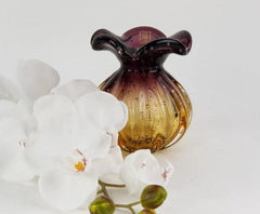 Vaso Trouxinha Em Cristal Murano Lilás com Ambar - Mini - LARVIG