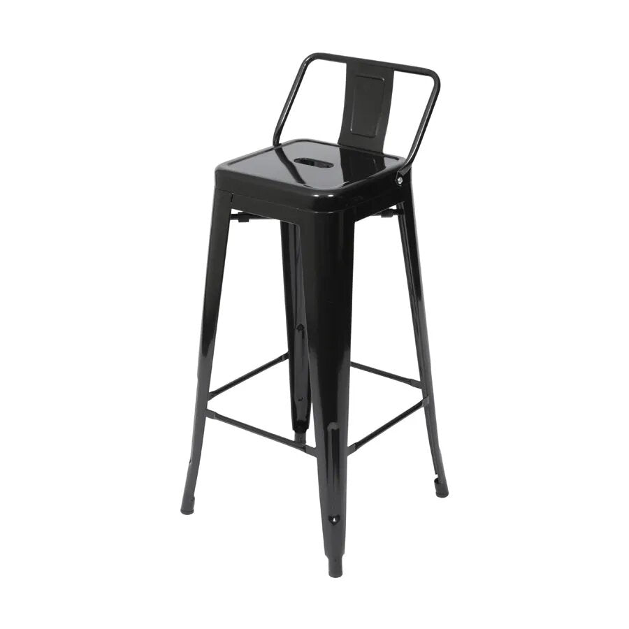 BANQUETA TITAN EM ACO PINTURA EPOXI PRETA COM ENCOSTO