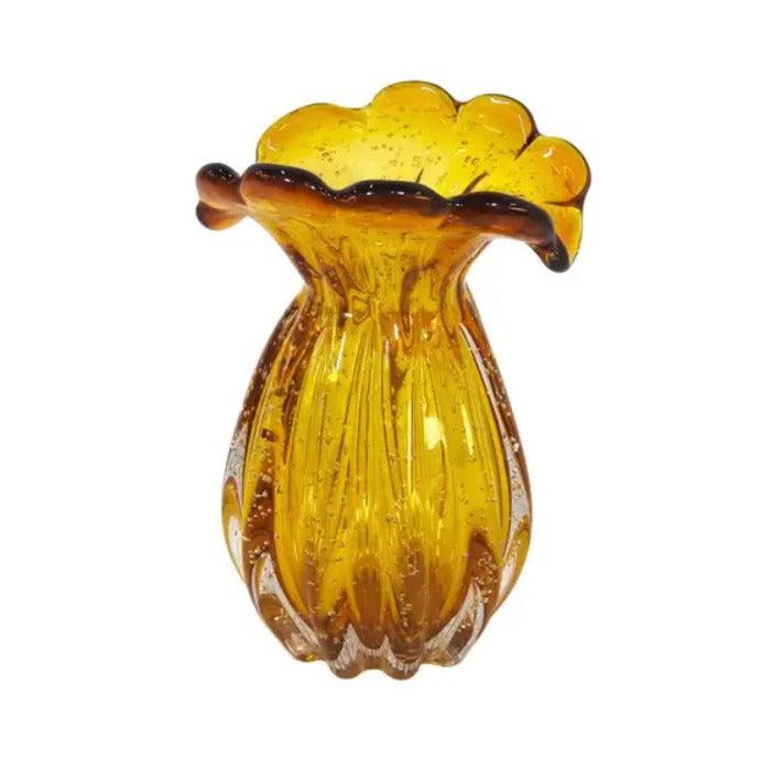 Vaso Frufru em Cristal Murano Ambar - Mini - LARVIG